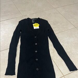 Forever 21 Black Ribbed Button-Up Cardigan with Tag xs-s